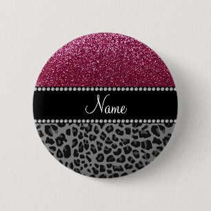 Chapa Redonda De 5 Cm Leopardo negro purpurina plum