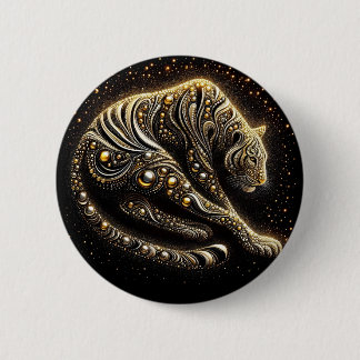 Chapa Redonda De 5 Cm Leopardo negro y oro