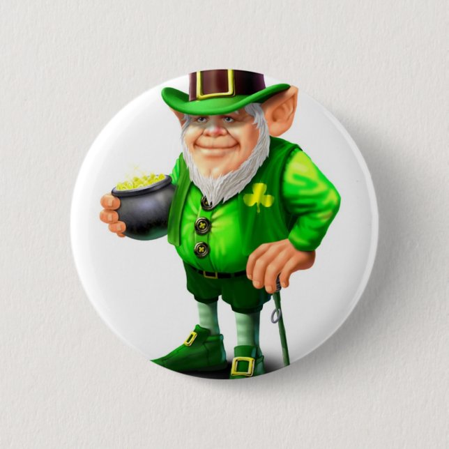 Chapa Redonda De 5 Cm Leprechaun (Anverso)