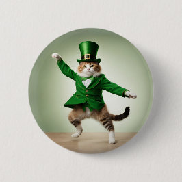 Chapa Redonda De 5 Cm Leprechaun del Día del Gato de Baile Irlandés