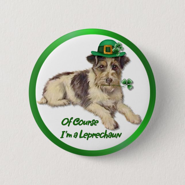 Chapa Redonda De 5 Cm Leprechaun Dog (Anverso)