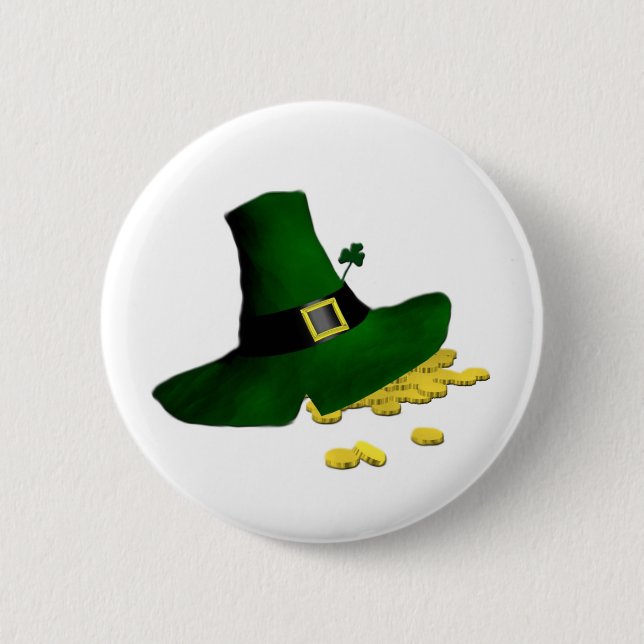 Chapa Redonda De 5 Cm Leprechaun Gorra (Anverso)