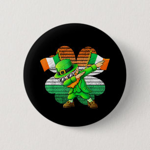 Chapa Redonda De 5 Cm Leprechaun haciendo Dab para niños y jóvenes