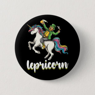 Chapa Redonda De 5 Cm Lepricorn Leprechaun Unicorn San Patricio