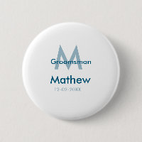 Letra azul marino groomsman fecha masculina por