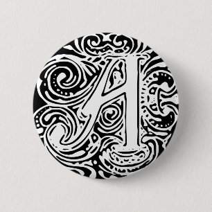 Chapa Redonda De 5 Cm Letra blanca monarquia "A"