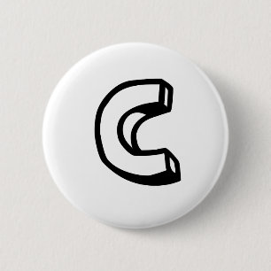 Chapa Redonda De 5 Cm Letra C