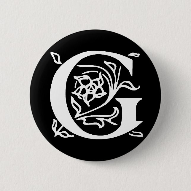 Chapa Redonda De 5 Cm Letra de lujo G (Anverso)