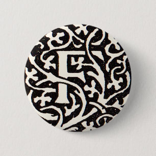 Chapa Redonda De 5 Cm Letra F Art Nouveau Monograma Vintage