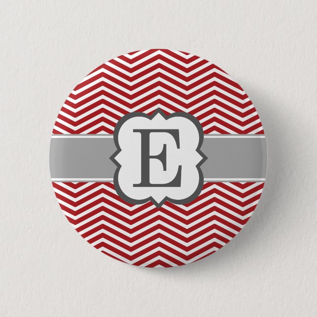 Chapa Redonda De 5 Cm Letra roja blanca monograma E chevron (Anverso)