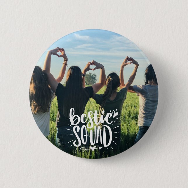 Chapa Redonda De 5 Cm Letras Bestie Squad personalizadas de foto BFF  (Anverso)