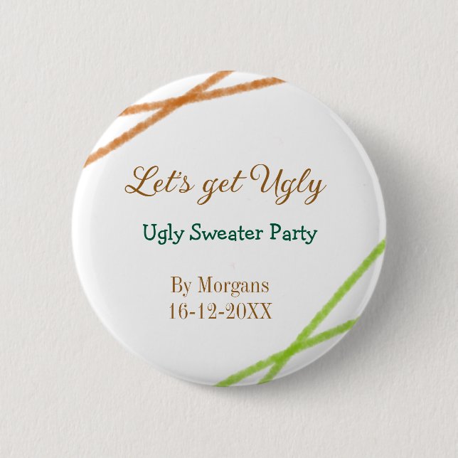Chapa Redonda De 5 Cm Let's get ugly Christmas ugly sweater Partyorange  (Anverso)