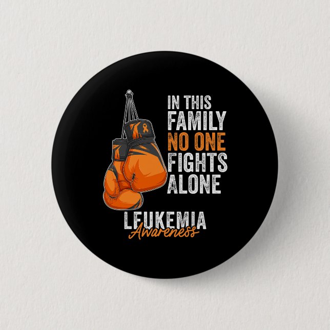 Chapa Redonda De 5 Cm Leucemia Awareness Mono Guantes de boxeo Naranja R (Anverso)