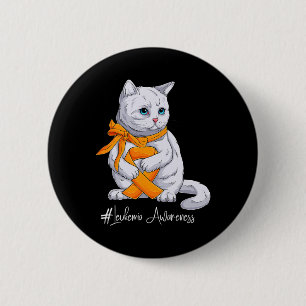Chapa Redonda De 5 Cm Leucemia Mes de Conciencia Naranja Ribbon Cat