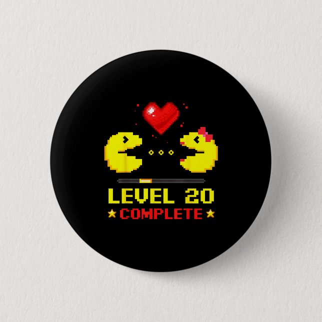 Chapa Redonda De 5 Cm Level 20 Complete Gamers 20th Wedding Anniversary  (Anverso)