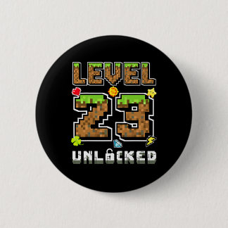 Chapa Redonda De 5 Cm Level 23 Unlocked Birthday 23rd Years Bday Gamer P