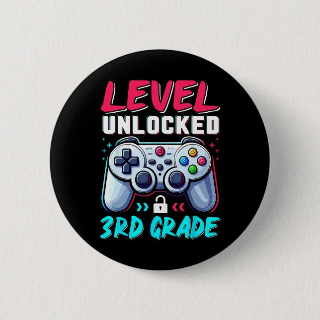 Chapa Redonda De 5 Cm Level 3rd Grade Unlocked Back To School Team Third (Anverso)