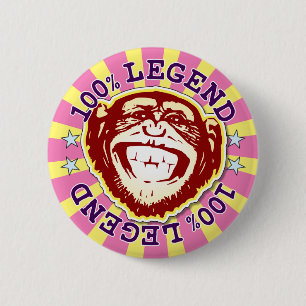 Chapa Redonda De 5 Cm Leyenda 100% Funny Monkey Badge