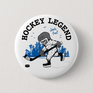 Chapa Redonda De 5 Cm Leyenda de hockey Sasquatch Flor de pie de playa