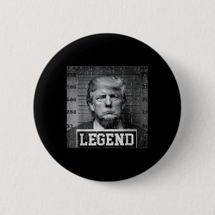 Chapa Redonda De 5 Cm Leyenda de la foto policial del presidente Trump R