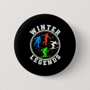 Chapa Redonda De 5 Cm leyendas de hockey de invierno patinaje sobre niev