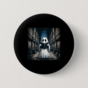 Chapa Redonda De 5 Cm Leyendo libro bibliotecario de Halloween de la Bib