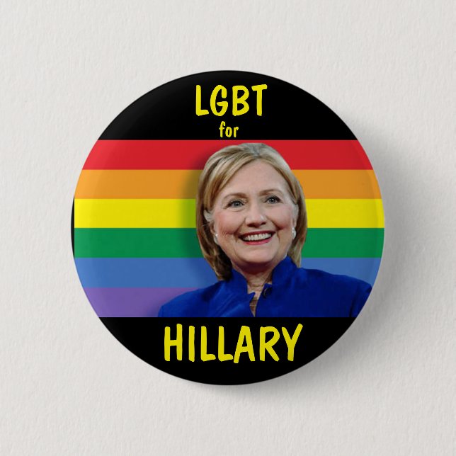Chapa Redonda De 5 Cm LGBT para Hillary Clinton (Anverso)