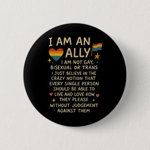 Chapa Redonda De 5 Cm Lgbtq Retro Soy un Aliado No soy Gay Bisexual o Tr