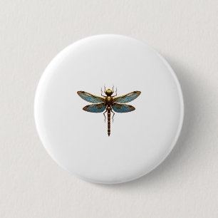 Chapa Redonda De 5 Cm Libélula Arte Insecto Vapor Punk Ingeniero Steampu