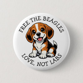 Chapa Redonda De 5 Cm ¡Libera a los Beagles,  Amor, No Laboratorios!