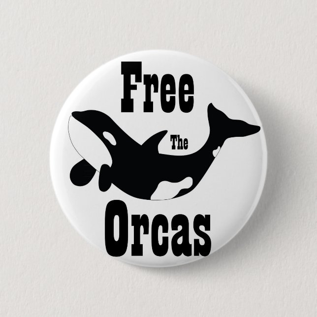 Chapa Redonda De 5 Cm Libere las orcas (Anverso)