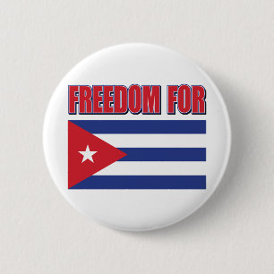 Chapa Redonda De 5 Cm Libertad para la Bandera Cubana