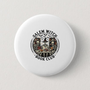 Chapa Redonda De 5 Cm Libro de Club de Brujas de Salem Esqueleto Vintage