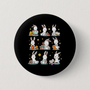 Chapa Redonda De 5 Cm Libro de lectura de Bunny Happy Easter Bookwords C