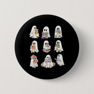 Chapa Redonda De 5 Cm Libro de lectura de fantasmas divertidos Boo Hallo