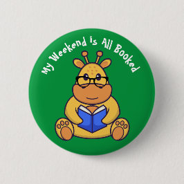 Chapa Redonda De 5 Cm Libro de lectura de jirafas graciosas personalizad