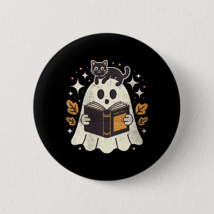 Chapa Redonda De 5 Cm Libro de lectura fantasma de mujeres Halloween bib