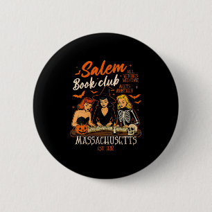 Chapa Redonda De 5 Cm Libro femenino de Halloween leyendo club de libros