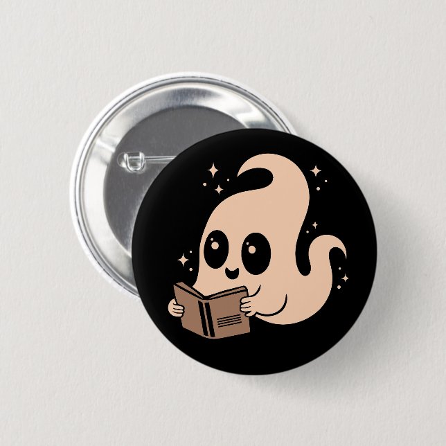 Chapa Redonda De 5 Cm Libros de lectura de fantasma (Anverso y reverso)