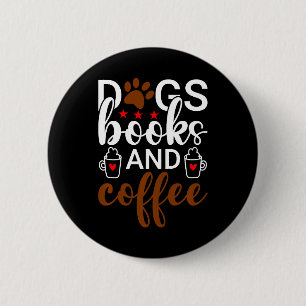 Chapa Redonda De 5 Cm Libros De Perros Y Café