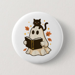 Chapa Redonda De 5 Cm Libros Fantasma Leer libro Halloween Biblioteca Bl