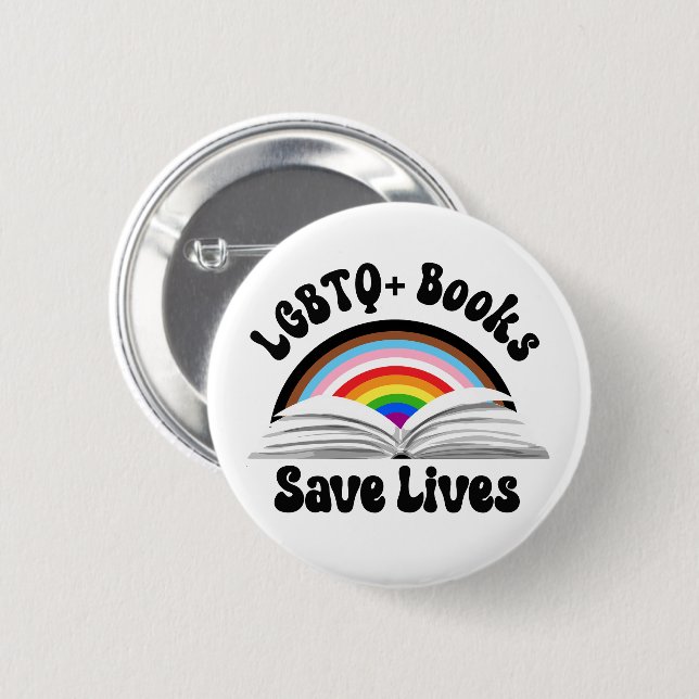 Chapa Redonda De 5 Cm Libros LGBTQ+ salvan vidas (Anverso y reverso)