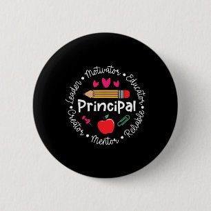 Chapa Redonda De 5 Cm Líder Principal Motivador Divertido Vuelta Al Cole