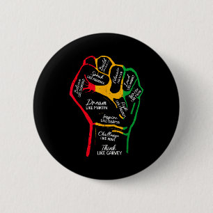 Chapa Redonda De 5 Cm Líderes negros inspiradores puño de poder mano neg