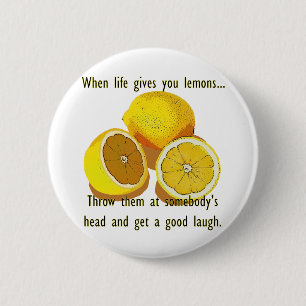 Chapa Redonda De 5 Cm Life Lemons Dark Humor Funny Fruta Amarilla
