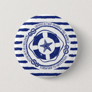 Chapa Redonda De 5 Cm Lifebuoy y estrellas de mar