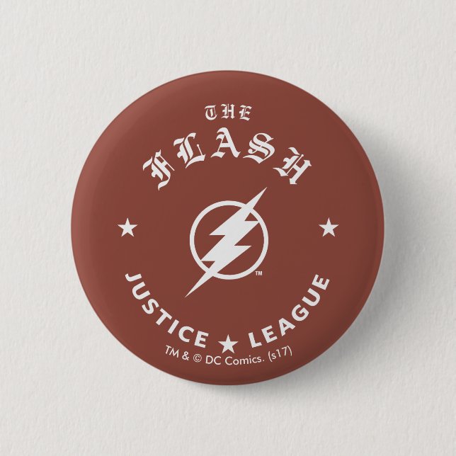 Chapa Redonda De 5 Cm Liga de la Justicia| El emblema Flash Retro Lightn (Anverso)