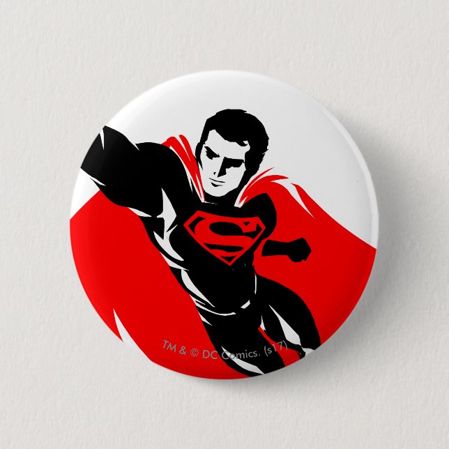 Chapa Redonda De 5 Cm Liga de la Justicia| Superman Flying Noir Pop Art (Anverso)