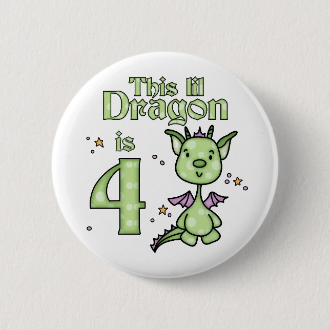 Chapa Redonda De 5 Cm Lil Dragon cuarto cumpleaños (Anverso)