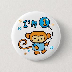 Chapa Redonda De 5 Cm Lil Monkey 1er cumpleaños